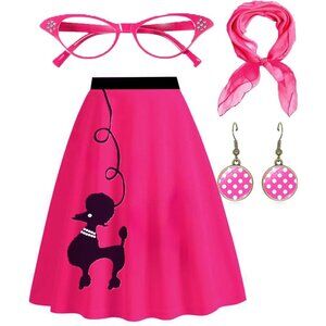 Women's Poodle Skirt 1950s Outfits Set Vintage Costume Retro Party